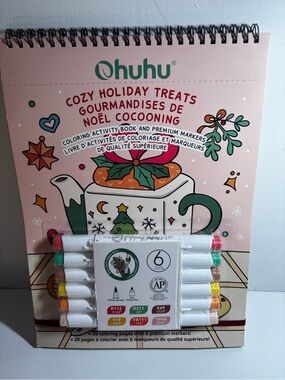 Ohuhu Cozy Holiday Treats Coloring Activity Book with Markers